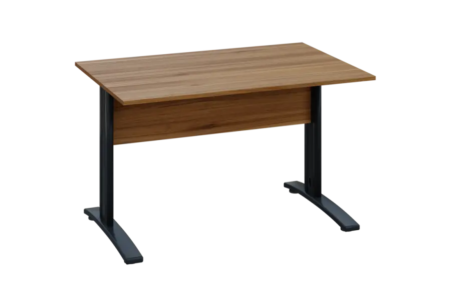 EPK 28 - 12 stůl kancelářský, kovová podnož černá, deska 25 mm, široký 1200 mm, ořech světlý